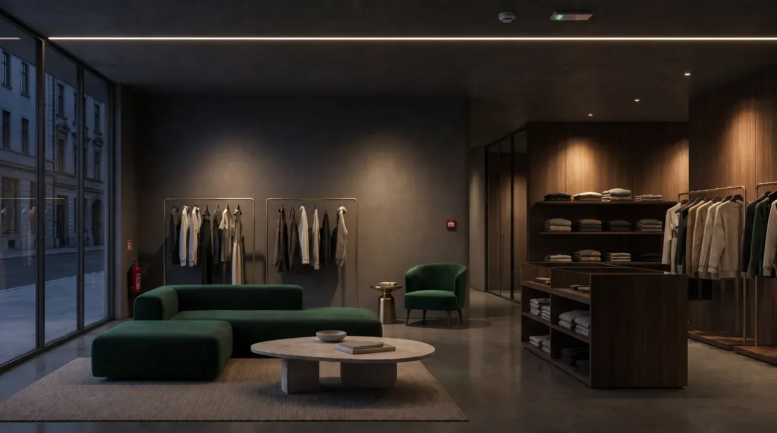 Clyde recessed trimless linear lighting in a boutique retail store