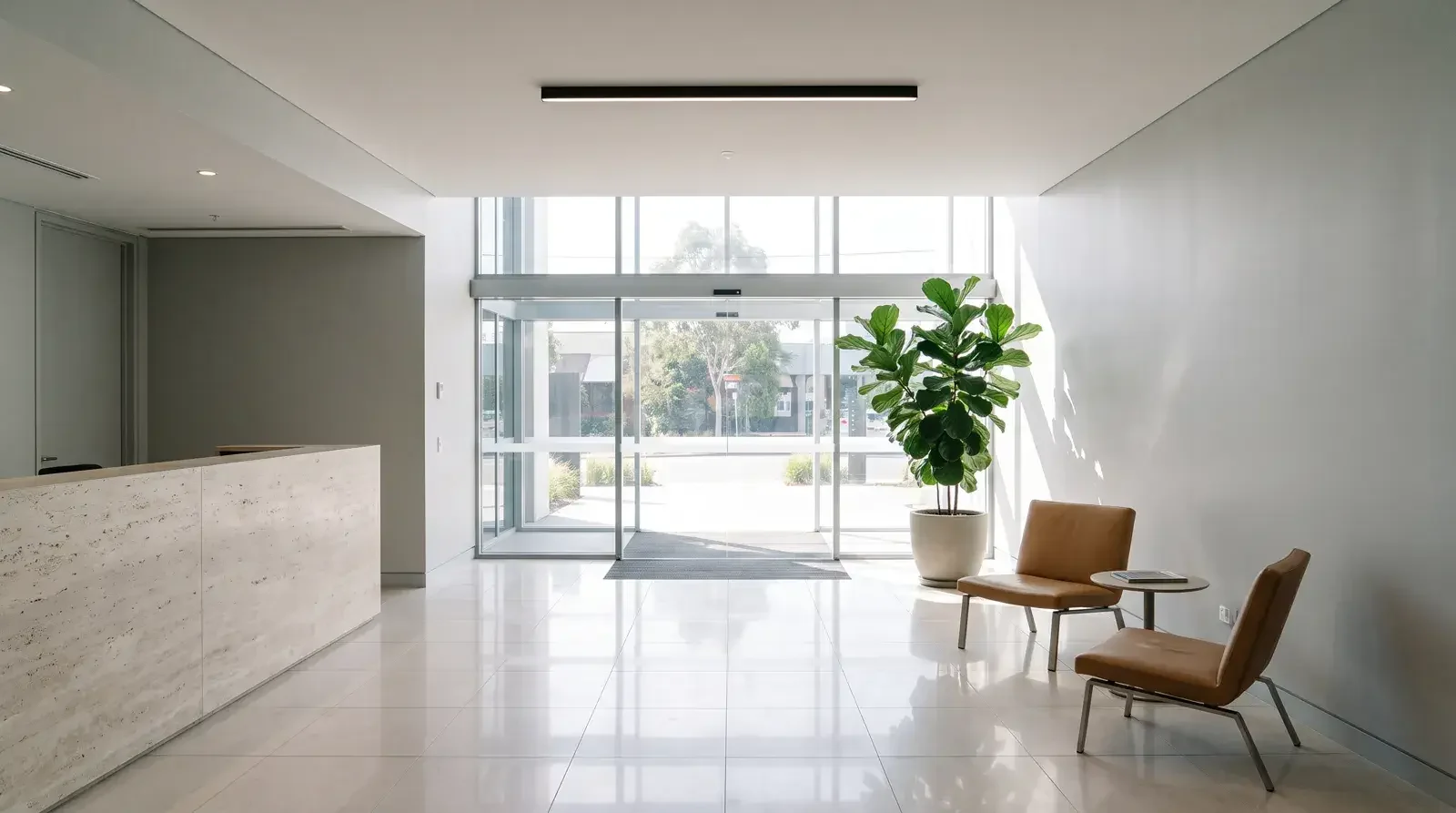 Rio surface linear lighting in a building lobby