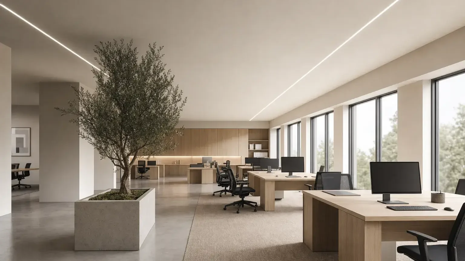 Daylight dimming and presence detection for linear lighting